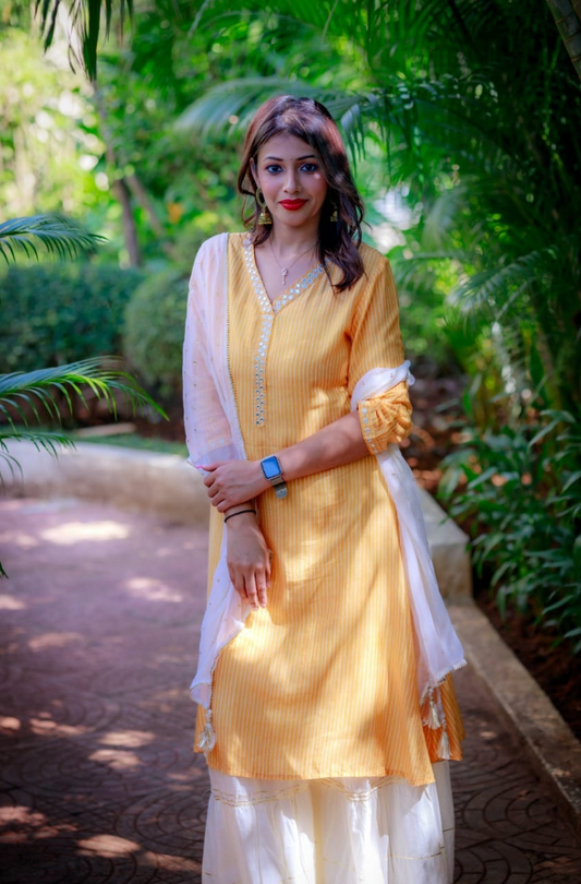 Muslin Silk Yellow Set