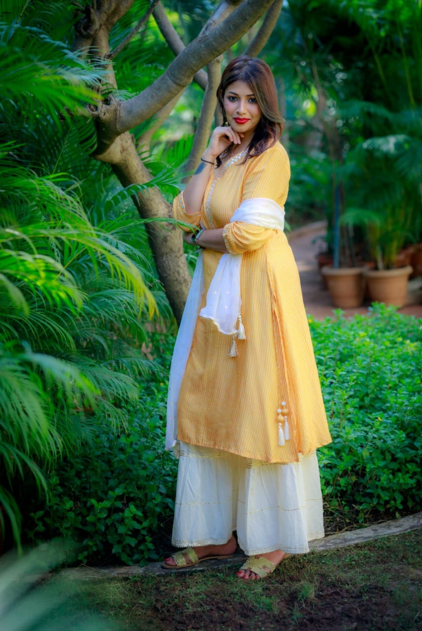 Muslin Silk Yellow Set