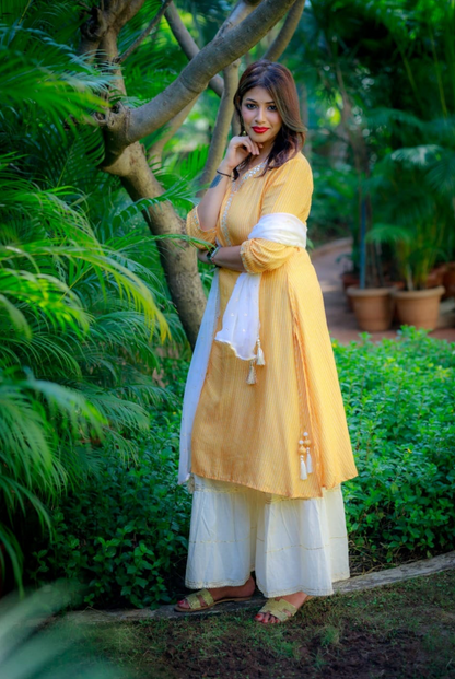 Muslin Silk Yellow Set