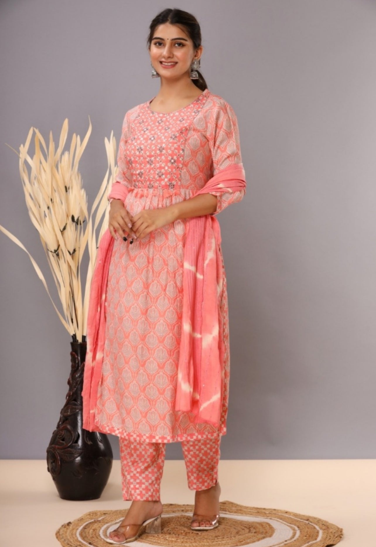 Gajri Pink Dupatta Set