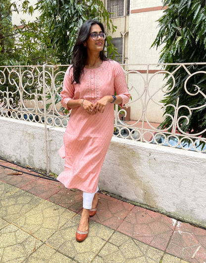 Pink Lehriya Kurti