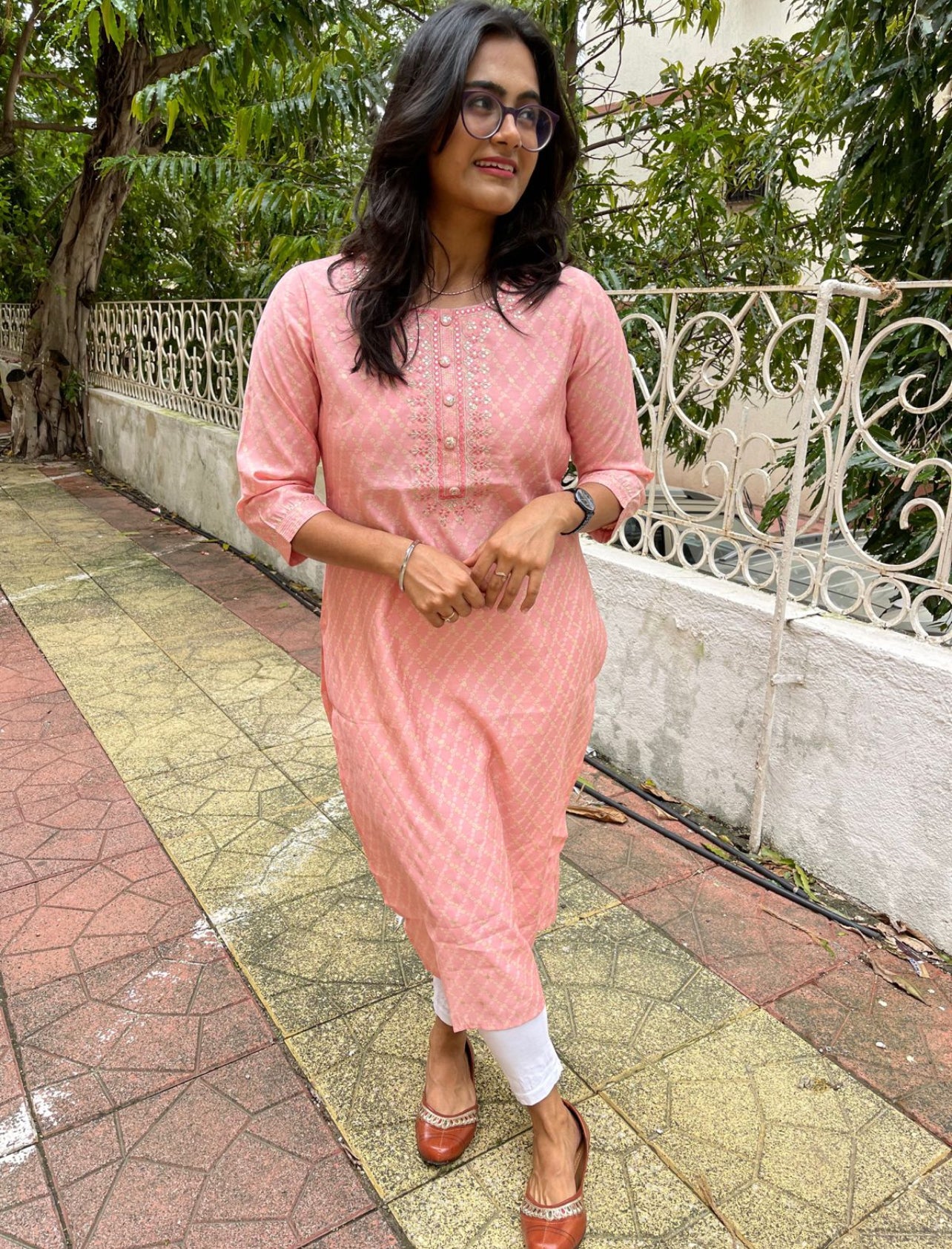 Pink Lehriya Kurti