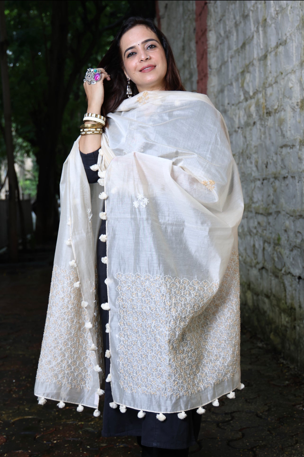 White Dupatta