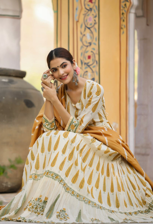 Yellow Long Dress with Dupatta