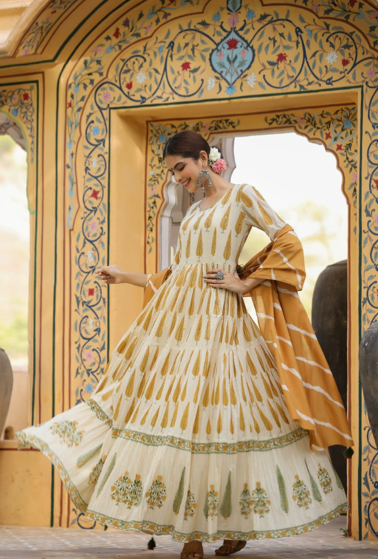 Yellow Long Dress with Dupatta