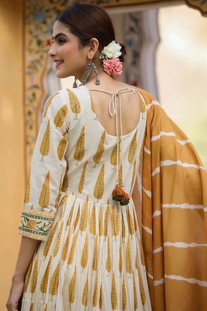 Yellow Long Dress with Dupatta