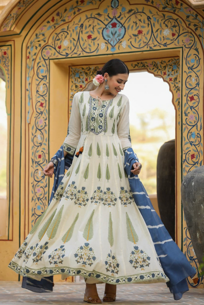 Blue Long Dress with Dupatta