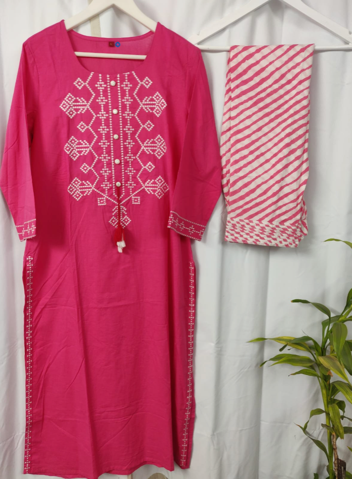 Pure Cotton Pink Kurta and Pants