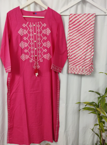 Pure Cotton Pink Kurta and Pants