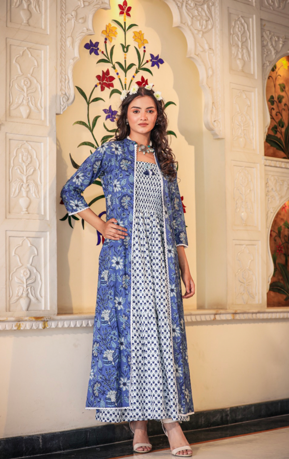 Royal Rajasthan Blue Shrug Dress