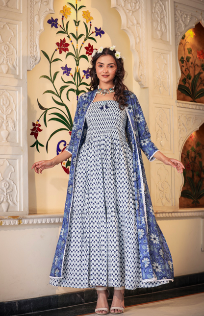 Royal Rajasthan Blue Shrug Dress