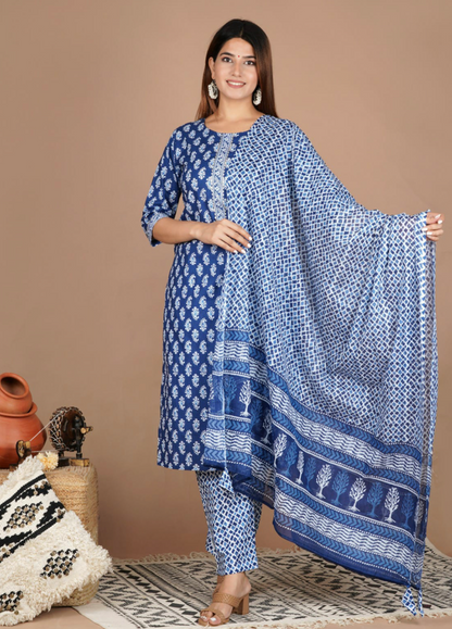 Blue Full Set Jaipuri Print