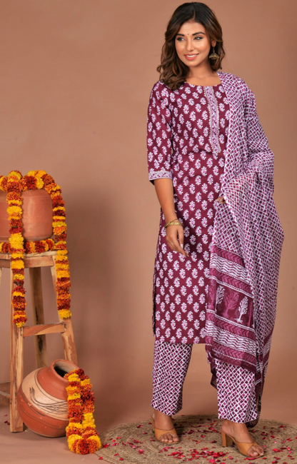 Magenta Full Set Jaipuri Print