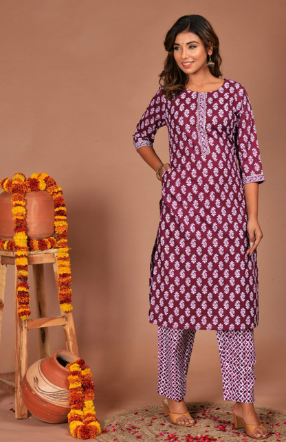 Magenta Full Set Jaipuri Print