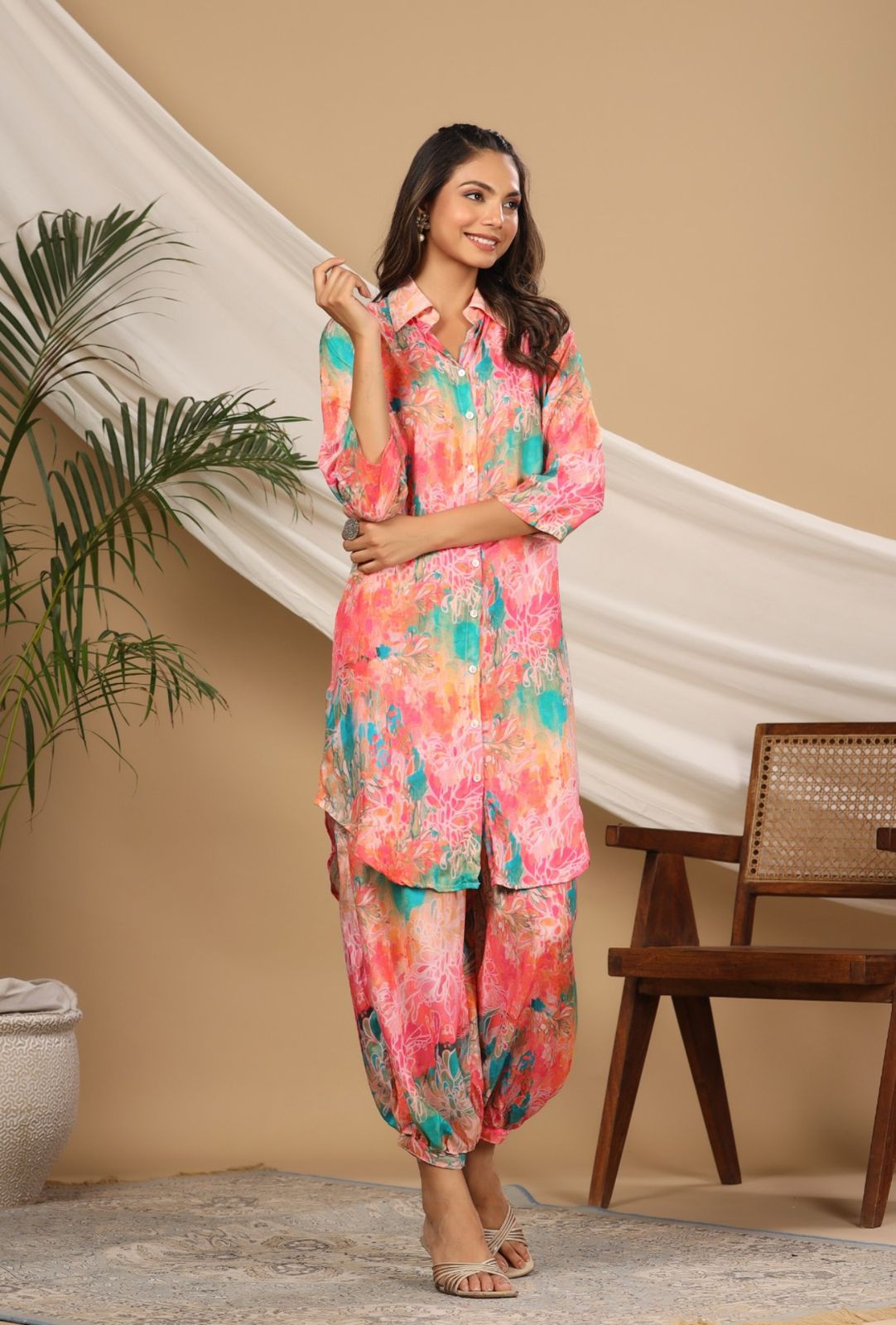 Radiant Silken Colourful Co-ord Set