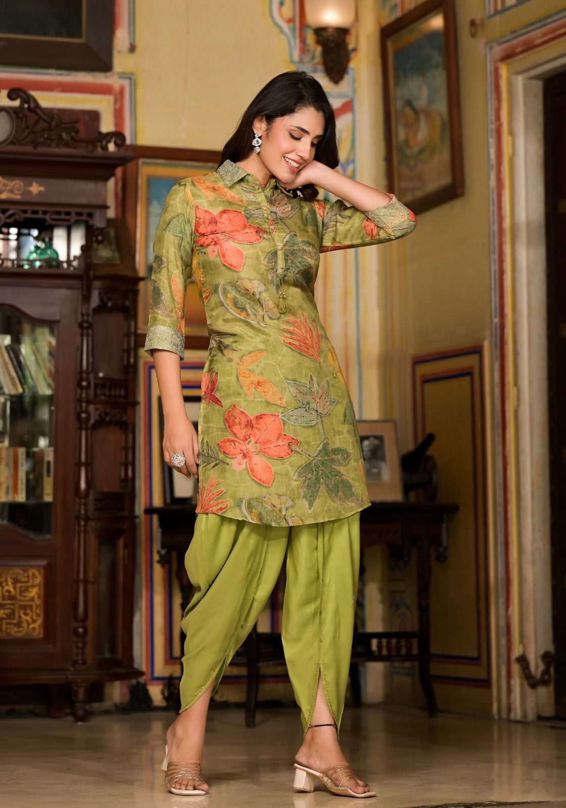 Green Dhoti Co-ord Set