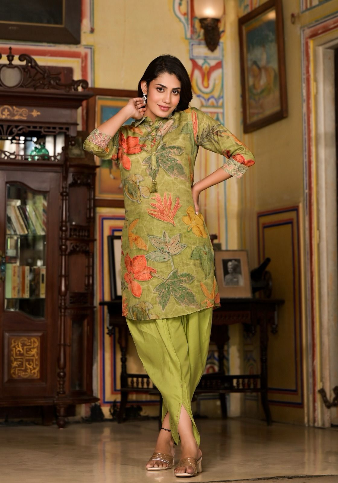 Green Dhoti Co-ord Set